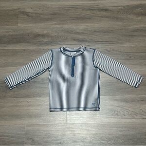Rugged Butts Toddler 2T Swim Shirt Blue White Striped Rashguard Long Sleeve Zip